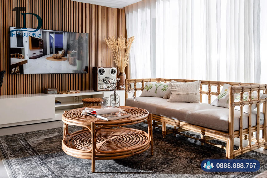 Nội thất mây tre đan trong phong cách Indochi