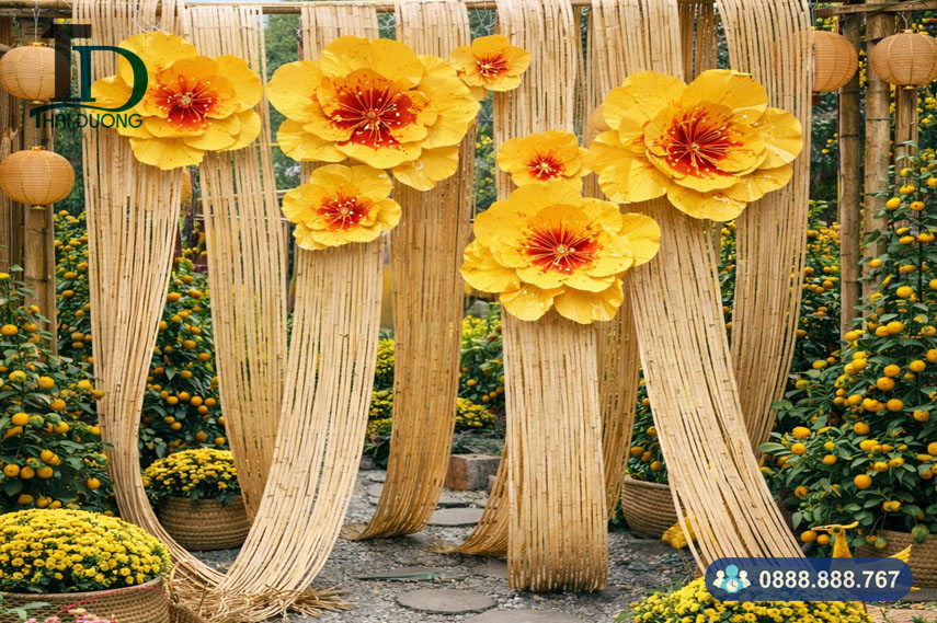 Phên tre uốn dẻo decor trang trí