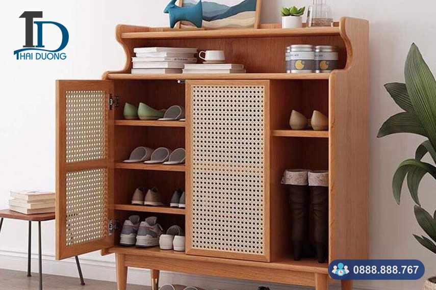 Tủ giày cánh mây mắt cáo